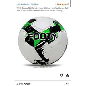 Brisko USA Soccer Ball Size 4 - White and Green Hand Stitched